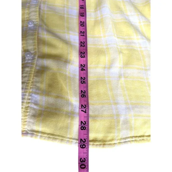 Lands End Cotton Gauze Shirt Yellow Plaid Gingham Lightweight Coastal 22W - Picture 10 of 13
